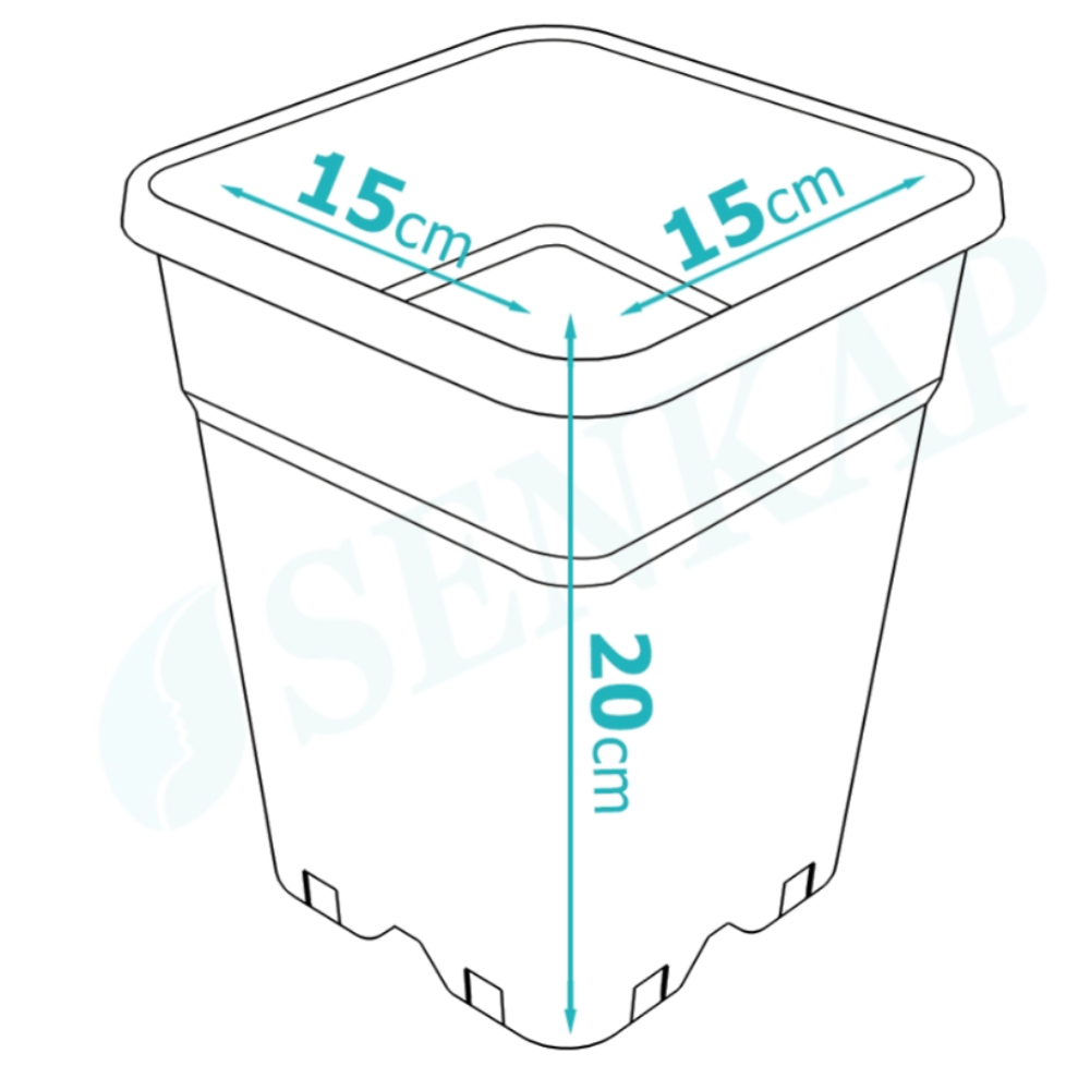 Saksija Četvrtasta 3,5L 15cm - slika 2