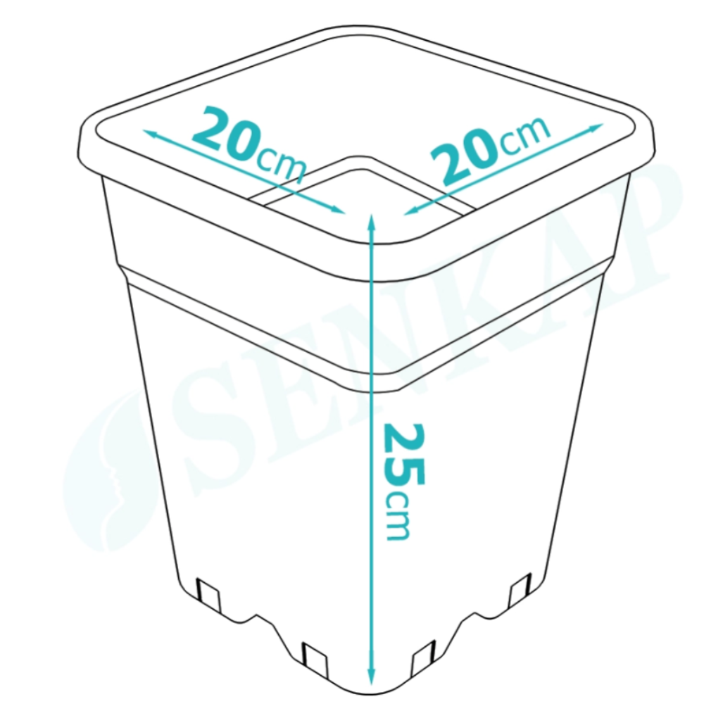 Saksija Četvrtasta 7L 20cm - slika 2