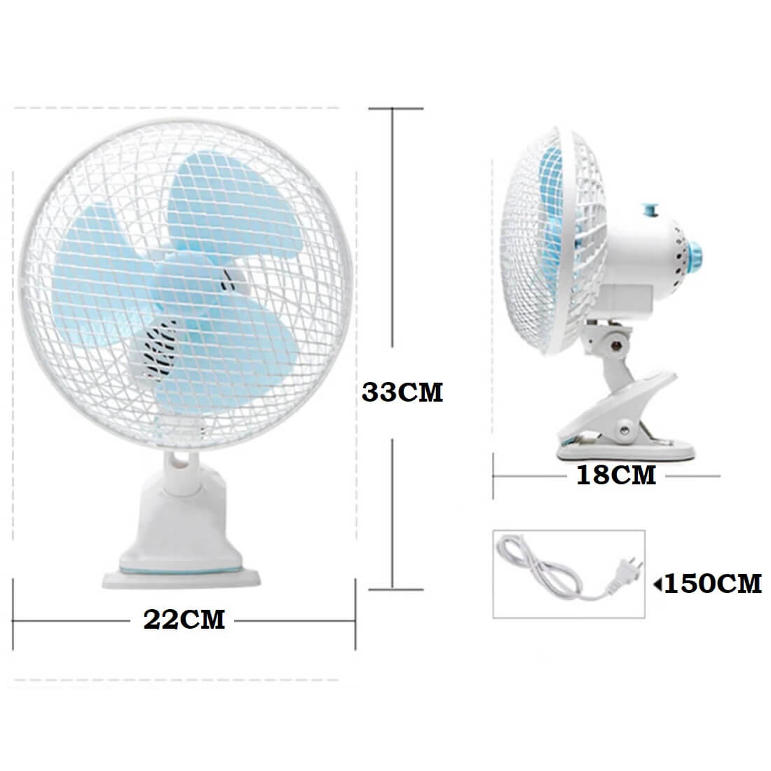 Ventilator sa štipaljkom 18cm Oscilirajući - slika 2