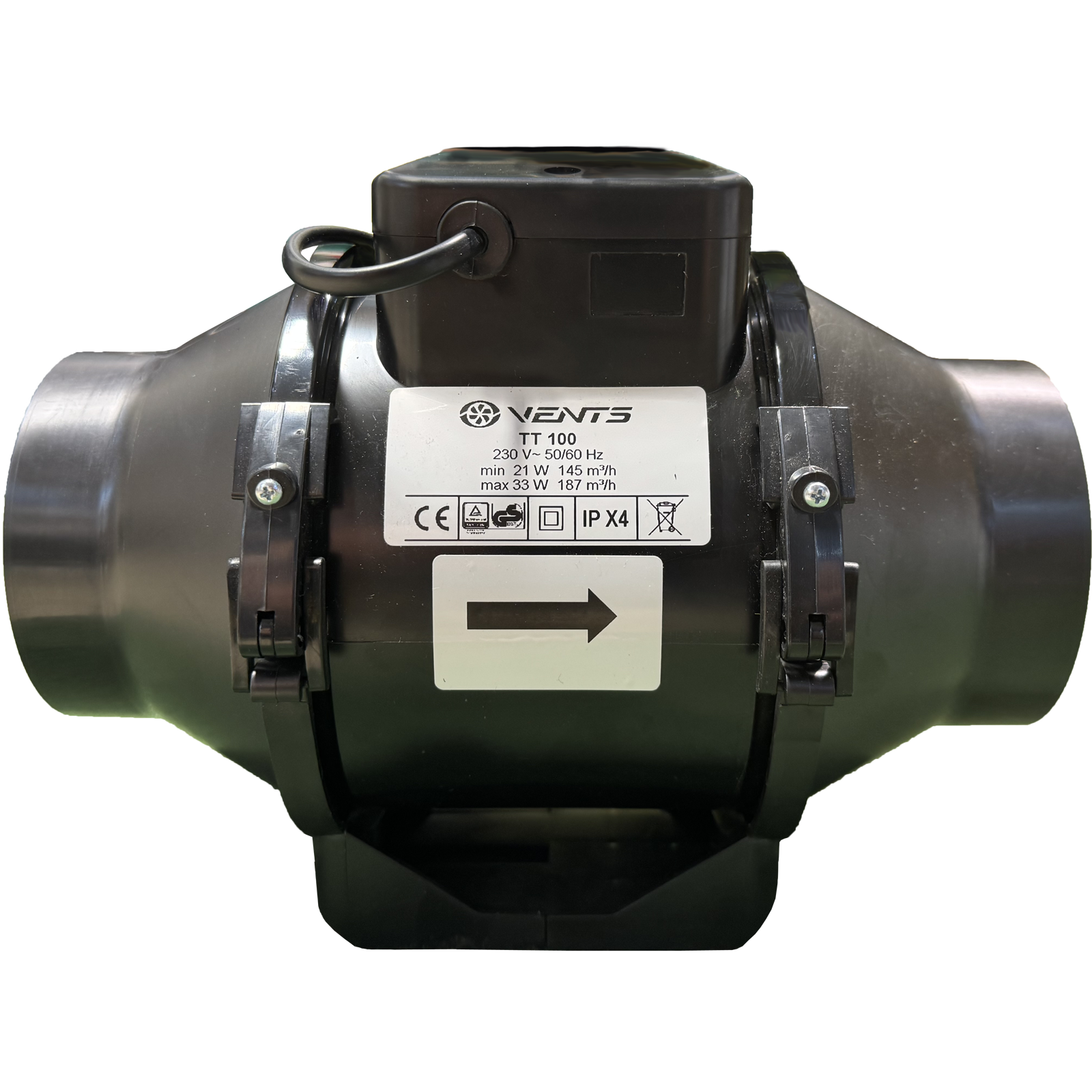 Vents TT φ100 Mini Turbo Ventilator Crni - slika 2